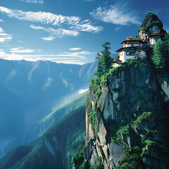 Bhutan himalayan kingdom stunning view  - obrazy, fototapety, plakaty