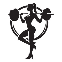 Fitness Femme: Vector Gym Lady Silhouette - Embracing Strength and Confidence in Exercise and Health. Gym lady Vector, Gym Lady Illustration.