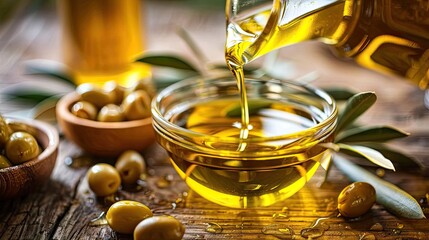 The importance of edible oil to humans, especially to human health  - obrazy, fototapety, plakaty