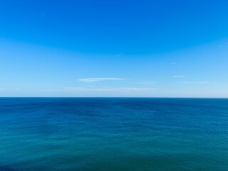 Perfect blue sea horizon, natural blue seascape background