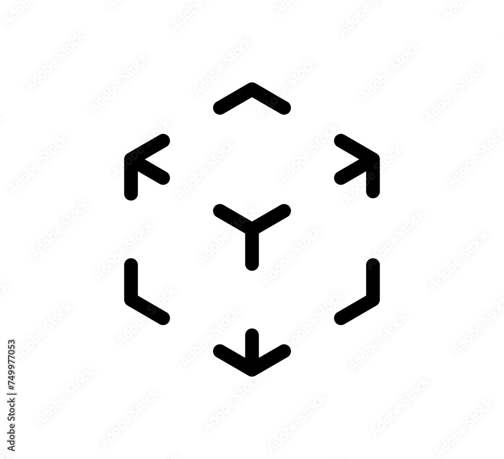 Poster isometric cube line icon. 3d box. augmented reality icon. concept ar symbol. black block symbol. 3d 