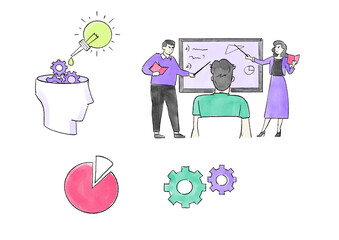 Illustrations education, learning process, study