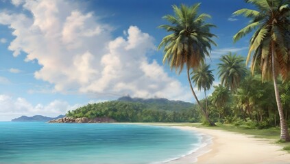  photo beautiful tropical beach and sea with coconut palm tree in paradise island.