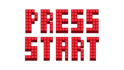 PRESS START INSERT A COIN TO CONTINUE .pixel art .8 bit game.retro game. for game assets in vector illustrations.clipart.	