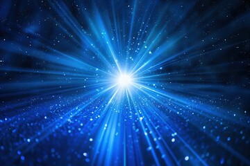 Fototapeta premium Image of blue star starburst glowing on a dark background, concept of dispersion, explosion, beautiful sparkling light.