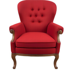 A red armchair in  isolated on transparent background.