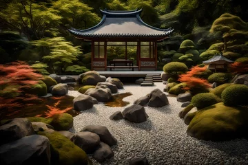 Fotobehang japanese garden generated by AI technology © soman