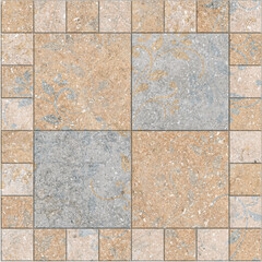 Fototapeta premium The wall is adorned with a variety of tiles including Brown, Rectangle, and Wood. The tiles create a symmetrical pattern, adding artistic flair to the building material