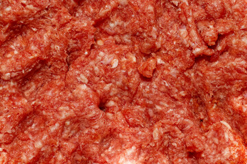 Isolated mixed raw minced meat, top view