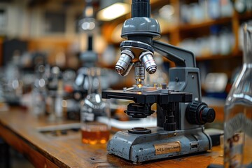 experiments and practical work with a microscope in the laboratory professional photography