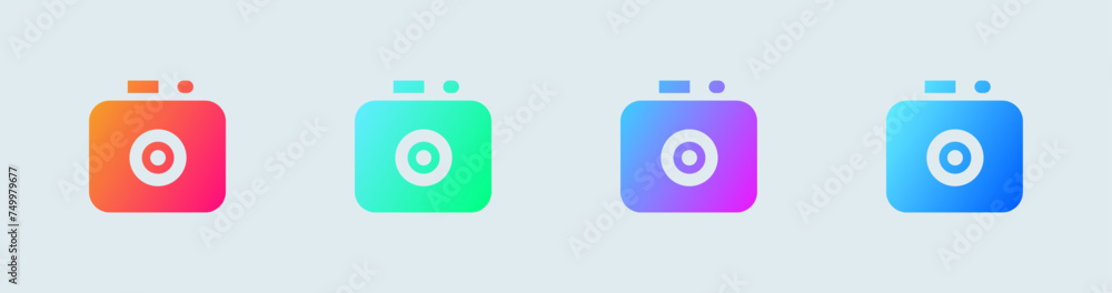 Poster camera solid icon in gradient colors. capture buttons signs vector illustration.