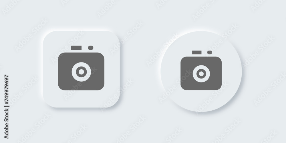 Poster camera solid icon in neomorphic design style. capture buttons signs vector illustration.