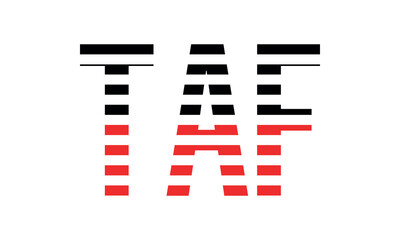TAF three initial letter iconic line negative space minimal logo design vector template. monogram, abstract, wordmark, business, typography, minimalist, brand, company, flat, modern, unique, simple