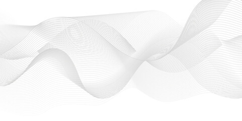 Fototapeta premium Abstract white blend digital wave lines and technology transparent background. Minimal carve wavy white and gray flowing wave lines and glowing moving lines. Futuristic sound wave lines background.