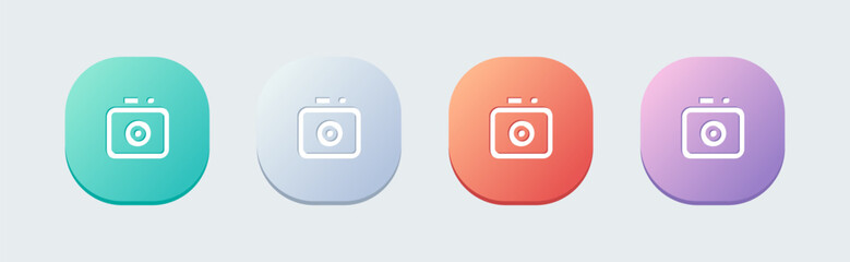 Camera line icon in flat design style. Capture buttons signs vector illustration.