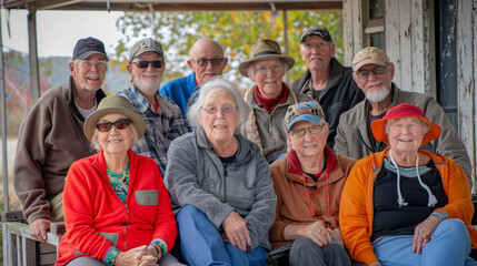 A group of retirees starting a community outreach program, providing support and assistance to local families in need — Creation and development, achievements and success, love, ha - obrazy, fototapety, plakaty