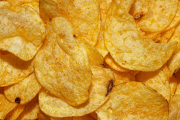 Salty potato chips, unhealthy food