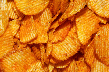 Spicy potato chips, unhealthy food