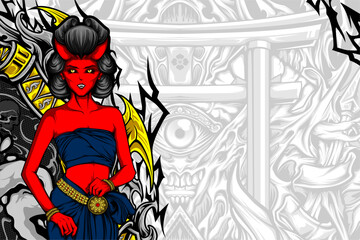 gracefulness evil lady illustration for you printing project