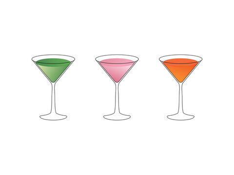 Elegant Cocktail Glass Illustration. Sleek Cocktail Glass Icon. Vector illustration of cocktail glass, perfect for graphic design projects, menus, and promotional materials. Chic Martini Glass Vector.