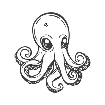 Octopus hand drawing vintage engraving illustration on white backgroud
