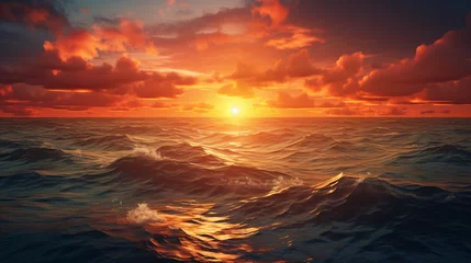 Photo sur Plexiglas Brique A beautiful sunset over the horizon at sea