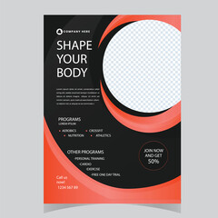 Fitness Center Flyer & Poster Cover Template. Fitness and Gym concept, Abstract Modern Design, Business brochure. Vector