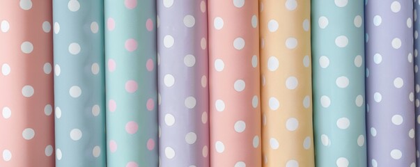 Set of small polka dots patterns in pastel colors banner - obrazy, fototapety, plakaty