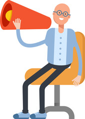 Bald Man Character and Megaphone
