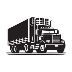 Road Warrior: Vector Truck Silhouette - Embodying Power and Freedom on the Open Road. Truck Illustration, Truck Vector.