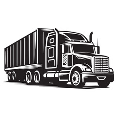 Road Warrior: Vector Truck Silhouette - Embodying Power and Freedom on the Open Road. Truck Illustration, Truck Vector.