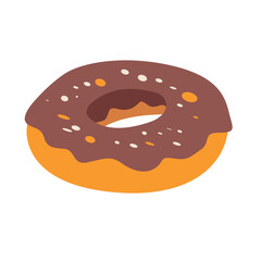 Chocolate donut vector illustration in flat design style, isolated on white background
