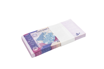 Pakistan fifty rupees denomination note bundle on white isolated background