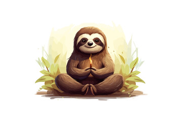 Sloth sitting in yoga pose. Vector illustration design.