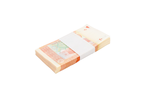 Pakistan twenty rupees banknote bundle on white isolated background