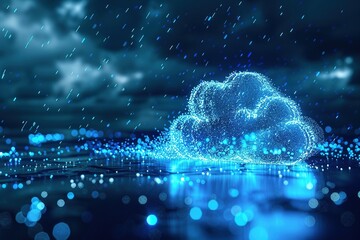 Blue clouds with lines, digital data transfer cloud computing storage futuristic background, hi-tech technology computing network, Cloud Computing concept, tools or services, System Host, internet