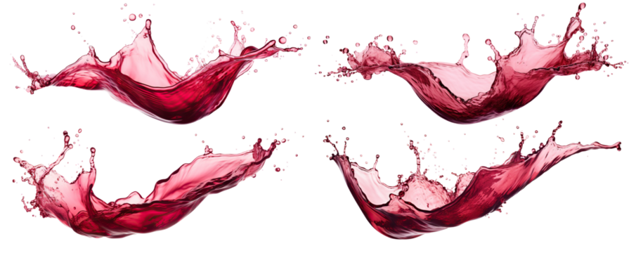 Set of red wine splashes, cut out