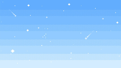 Sky with stars.background in pixel art. Vector illustration.	