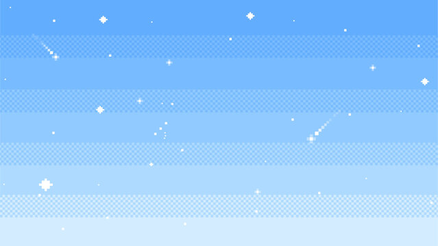 Sky with stars.background in pixel art. Vector illustration.	