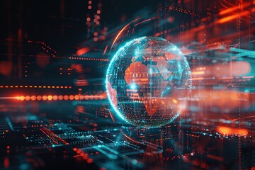 World Digital Symphony in cyberspace of technology, science and the fractal realm. Create dynamic visual harmony with elements of data, mathematics, big data, connectivity, and networking.