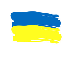 Obraz premium Ukrainian flag in grunge style. Blue and yellow brush strokes isolated on white background. Vector illustration