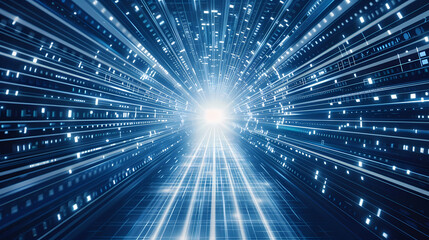 Obraz premium Futuristic Data Tunnel With Light at the End