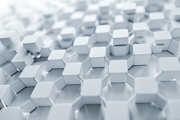 Obraz premium White Vibrant 3D Cubic Business Design with Geometric Patterns and Futuristic Technology Concept in Multicolored Network of Light and Reflection