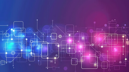 Obraz premium Abstract Network Connections on a Purple Gradient Background