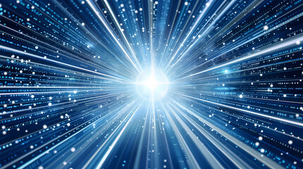 Fototapeta premium Futuristic Data Tunnel With Light at the End