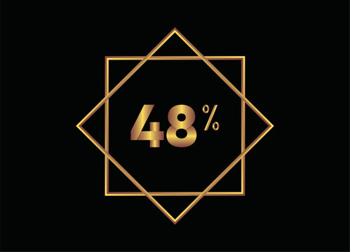 48 percent on black background, gold vector image