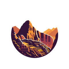 Machu Picchu stamp logo vector icon sticker. - obrazy, fototapety, plakaty