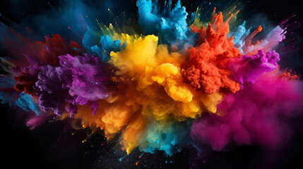 Obraz na płótnie Canvas A colorful powder explosion on a black background