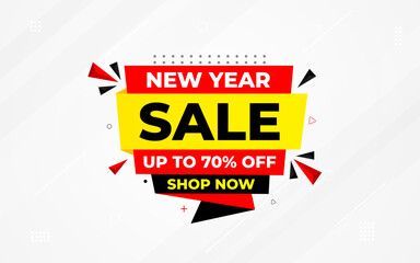 New Year Offer Sale Banner vector template. New Year Discount vector graphic element. Super shop label Promo design. Product opening festival background collection