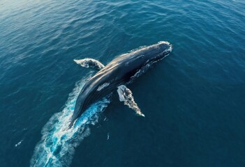 Fototapeta premium The majesty of the deep sea: a bird's eye view of the humpback whale